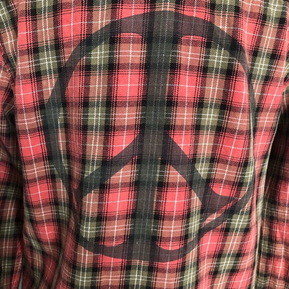 Junk Food Peace Sign Orange Flannel Button Up - Picture 7 of 9
